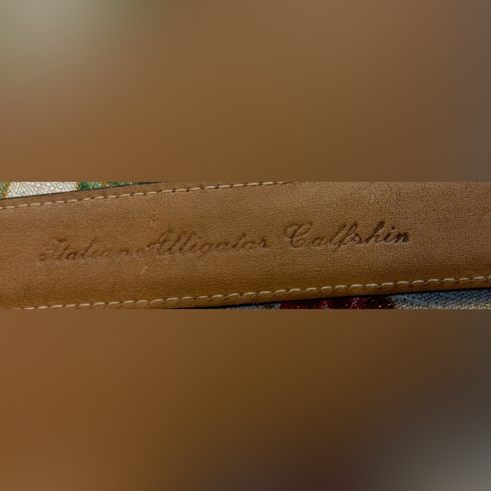 Vintage‎ Linda Allard Ellen Tracy Womens Italian Alligator Calfskin Sz M Belt - Picture 7 of 11